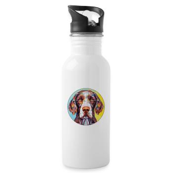Deutsch Kurzhaar Vorstehhund Rasse Aquarell - Trinkflasche mit integriertem Trinkhalm - Weiß - Rechts