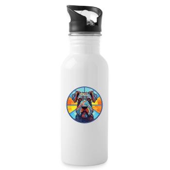 Kerry Blue Terrier Hunderasse buntes Aquarell - Trinkflasche mit integriertem Trinkhalm - Weiß - Rechts