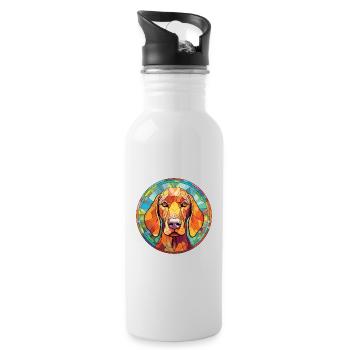Redbone Coonhound Dog Breed Colorful Watercolor - Water bottle with straw - white - Right