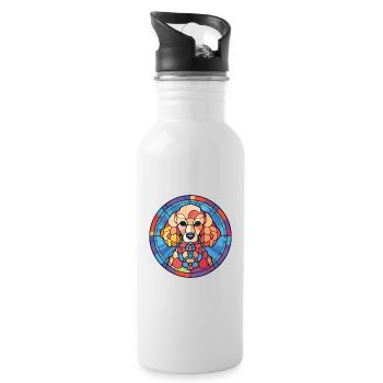 Pudel-Hunderasse Bunte Aquarell-Illustration - Trinkflasche mit integriertem Trinkhalm - Weiß - Rechts