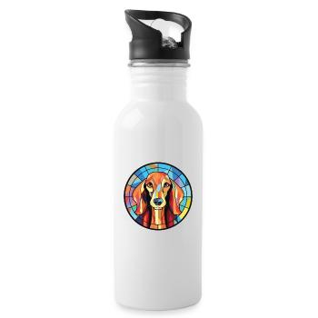 Saluki Dog Breed Colorful Watercolor Illustration - Water bottle with straw - white - Right