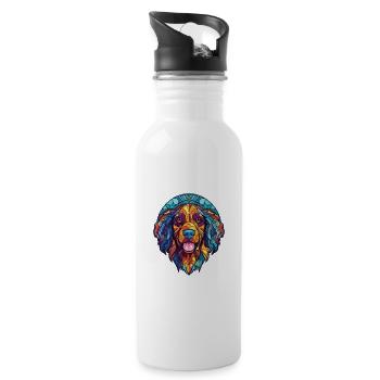Chippiparai Dog Breed Watercolor Illustration - Water bottle with straw - white - Right