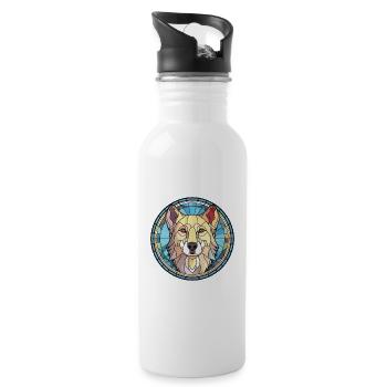 Anatolian Shephard Dog Breed Colorful Watercolor - Water bottle with straw - white - Right