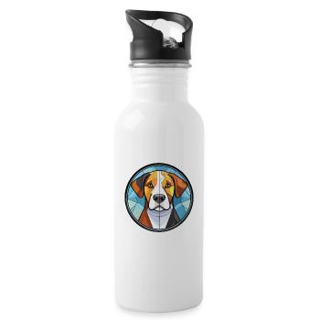 Appenzeller Sennenhund Hunderasse Aquarellglas - Trinkflasche mit integriertem Trinkhalm - Weiß - Rechts