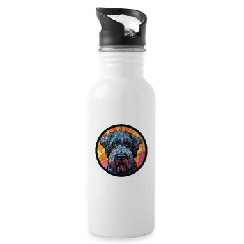 Schwarz Russischer Terrier Hunderasse Aquarellglas - Trinkflasche mit integriertem Trinkhalm - Weiß - Rechts
