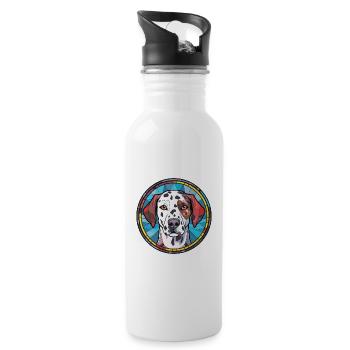 Dalmatiner Hund Rasse Aquarell Glas Illustration - Trinkflasche mit integriertem Trinkhalm - Weiß - Rechts