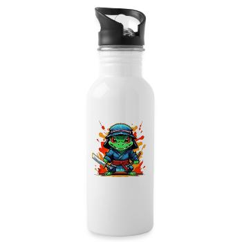 Ninja-Aligator #2 - Trinkflasche mit integriertem Trinkhalm - Weiß - Rechts