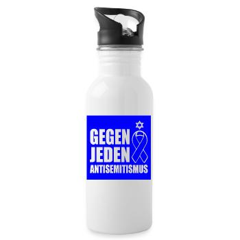 Gegen jeden antisemitismus - Trinkflasche mit integriertem Trinkhalm - Weiß - Rechts
