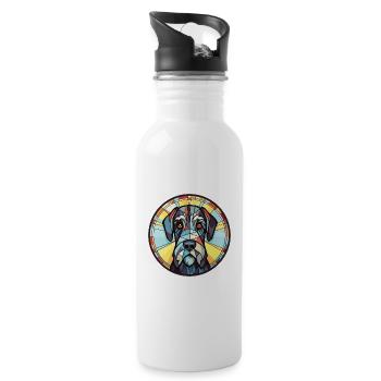 Giant Schnauzer Dog Breed Watercolor Illustration - Water bottle with straw - white - Right