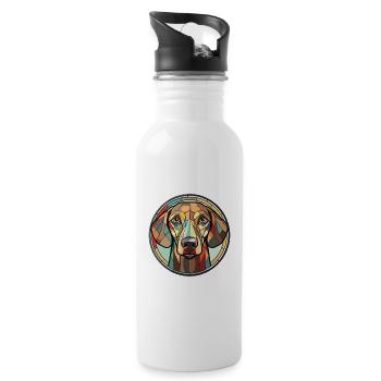 Grey Hound chien race aquarelle verre Illustration - Gourde avec paille intégrée - blanc - Droite