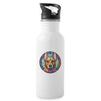 Kai Ken Hunderasse Bunte Aquarell-Illustration - Trinkflasche mit integriertem Trinkhalm - Weiß - Rechts