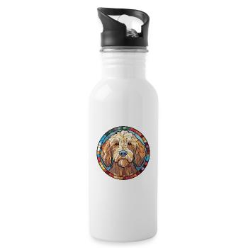Labradoodle Hunderasse Aquarell Illustration - Trinkflasche mit integriertem Trinkhalm - Weiß - Rechts