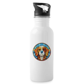 Smalandsstovare Dog Breed Watercolor Illustration - Water bottle with straw - white - Right