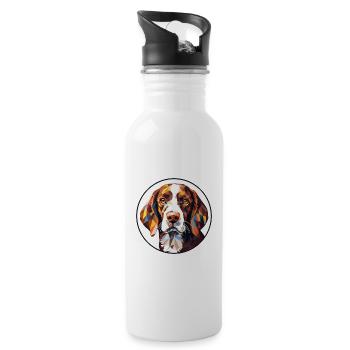 Kleiner Munsterländer Vorstehhund Rasse Aquarell - Trinkflasche mit integriertem Trinkhalm - Weiß - Rechts