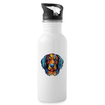 Kyi Leo Hunderasse Bunte Aquarell-Illustration - Trinkflasche mit integriertem Trinkhalm - Weiß - Rechts