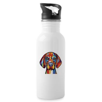 Sabueso Español Hunderasse Aquarell Illustration - Trinkflasche mit integriertem Trinkhalm - Weiß - Rechts