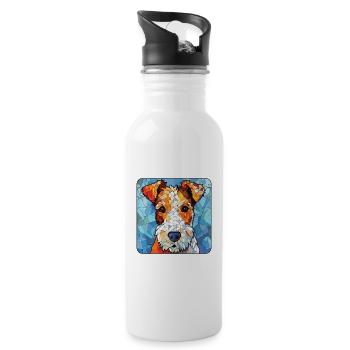 Fil Fox Terrier chien race aquarelle Illustration - Gourde avec paille intégrée - blanc - Droite