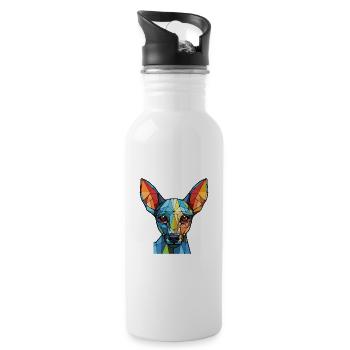 Xoloitzcuintli Dog Breed Watercolor Illustration - Water bottle with straw - white - Right