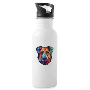 Taigan Kyrgyzdyn Taighany Dog Breed Watercolor - Water bottle with straw - white - Right