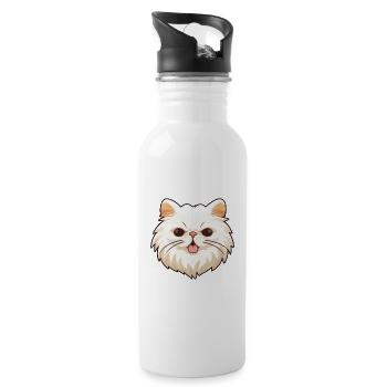 Perserkatze Karikatur Aquarell Illustration - Trinkflasche mit integriertem Trinkhalm - Weiß - Rechts