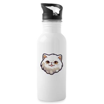 Colorpoint Persian Cat Cartoon Watercolor Clipart - Water bottle with straw - white - Right