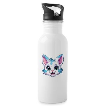 Australische gefleckte Nebelkatze Karikatur Aquarell Kunst - Trinkflasche mit integriertem Trinkhalm - Weiß - Rechts
