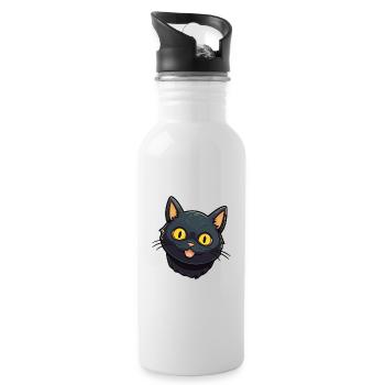 Illustration à l’aquarelle de dessin animé de chat de Bombay - Gourde avec paille intégrée - blanc - Droite