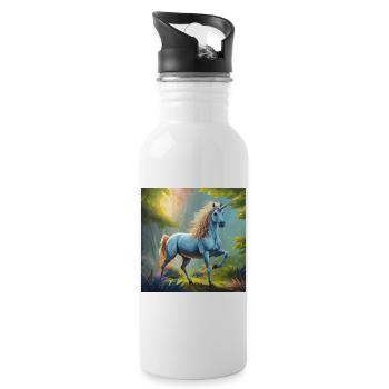 Unicorn in the forest - Water bottle with straw - white - Right