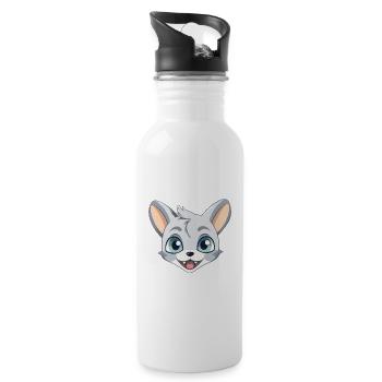 Donskoy Cat Cartoon Illustration à l’aquarelle - Gourde avec paille intégrée - blanc - Droite