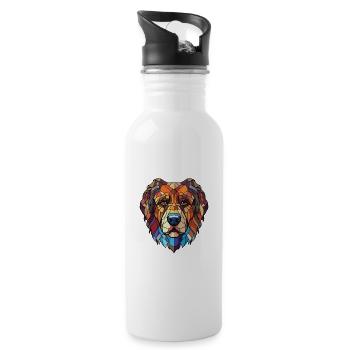 Sarplaninac Hunderasse Aquarell Illustration - Trinkflasche mit integriertem Trinkhalm - Weiß - Rechts