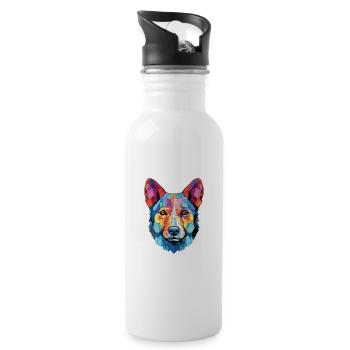 Labrador Husky Small Dog Breed Colorful Watercolor - Water bottle with straw - white - Right