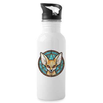 Fennec Fox bunte Aquarell-Tierillustration - Trinkflasche mit integriertem Trinkhalm - Weiß - Rechts