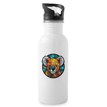 Koala buntes Aquarell Tier Haustier Illustration - Trinkflasche mit integriertem Trinkhalm - Weiß - Rechts