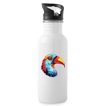 Oiseau Aquarelle Colorée Animal Illustration D’animaux De Compagnie - Gourde avec paille intégrée - blanc - Droite