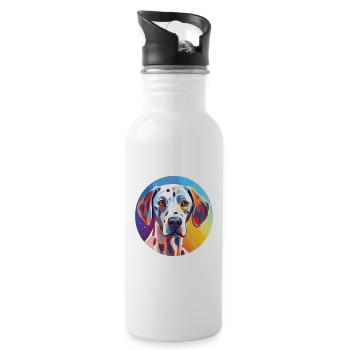 Dalmatiner Hund Buntes Aquarell Tier Karikatur - Trinkflasche mit integriertem Trinkhalm - Weiß - Rechts