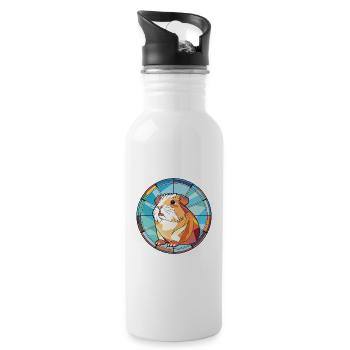 Guinea Pig Colorful Watercolor Animal Illustration - Water bottle with straw - white - Right