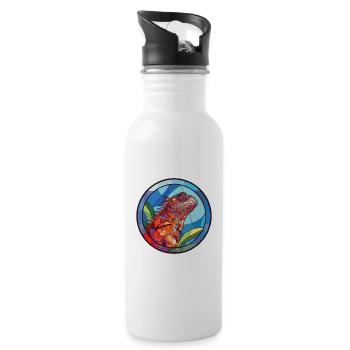 Iguana Colorful Watercolor Animal Pet Illustration - Water bottle with straw - white - Right