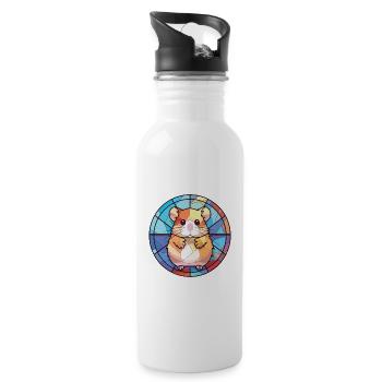 Illustration animale aquarelle colorée de hamster - Gourde avec paille intégrée - blanc - Droite
