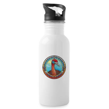 Ostrich Colorful Watercolor Animal Illustration - Water bottle with straw - white - Right