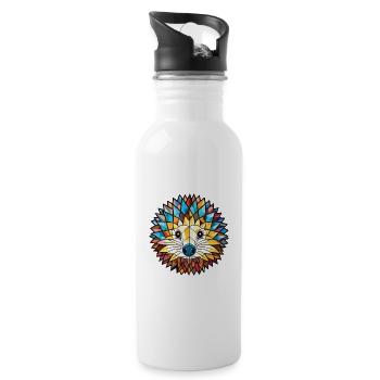 Igel Buntes Aquarell Tier Illustration - Trinkflasche mit integriertem Trinkhalm - Weiß - Rechts