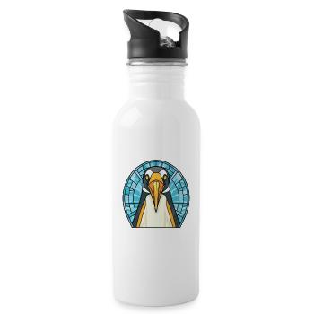 Pinguin bunte Aquarell-Tier-Illustration - Trinkflasche mit integriertem Trinkhalm - Weiß - Rechts