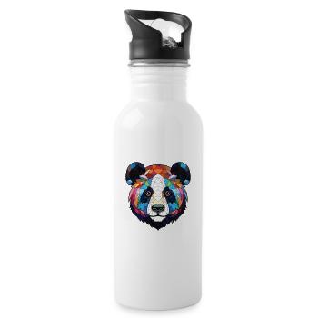 Panda Buntes Aquarell Tier Haustier Illustration - Trinkflasche mit integriertem Trinkhalm - Weiß - Rechts