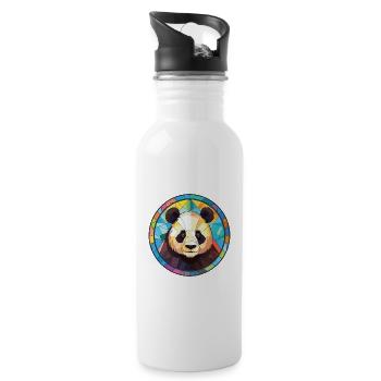 Panda Colorful Watercolor Animal Pet Illustration - Water bottle with straw - white - Right