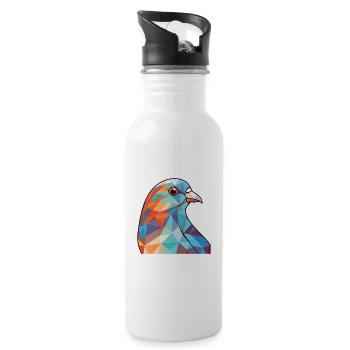 Taube buntes Aquarell Tier Haustier Illustration - Trinkflasche mit integriertem Trinkhalm - Weiß - Rechts