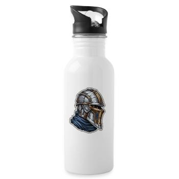 Fantasy Ritter Portrait – Cartoon Knight Design - Water bottle with straw - white - Right