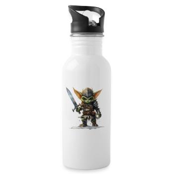 Brave Goblin Knight Fantasy RPG Shirt - Water bottle with straw - white - Right