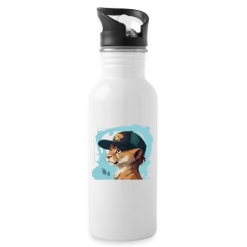 Cool Lion - Water bottle with straw - white - Right