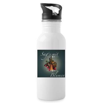 Sag's mit Blumen - Trinkflasche mit integriertem Trinkhalm - Weiß - Rechts