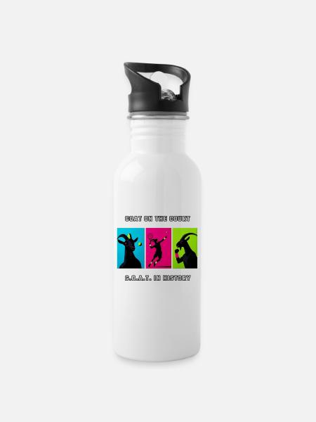 GOAT Tennis Triptych – Court Legend - Water bottle with straw - white