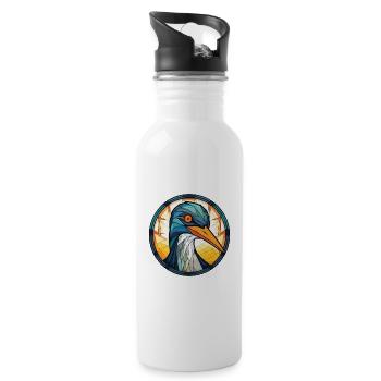 Kormoran bunte Aquarell-Tier-Illustration - Trinkflasche mit integriertem Trinkhalm - Weiß - Rechts
